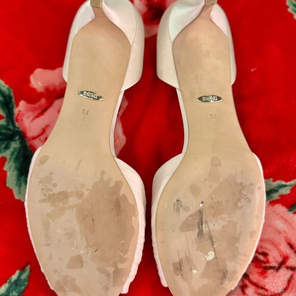 Badgley Mischka Sabine Light Pink Satin Crystal Bridal Wedding Heels Size 11 - Picture 12 of 16